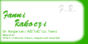 fanni rakoczi business card